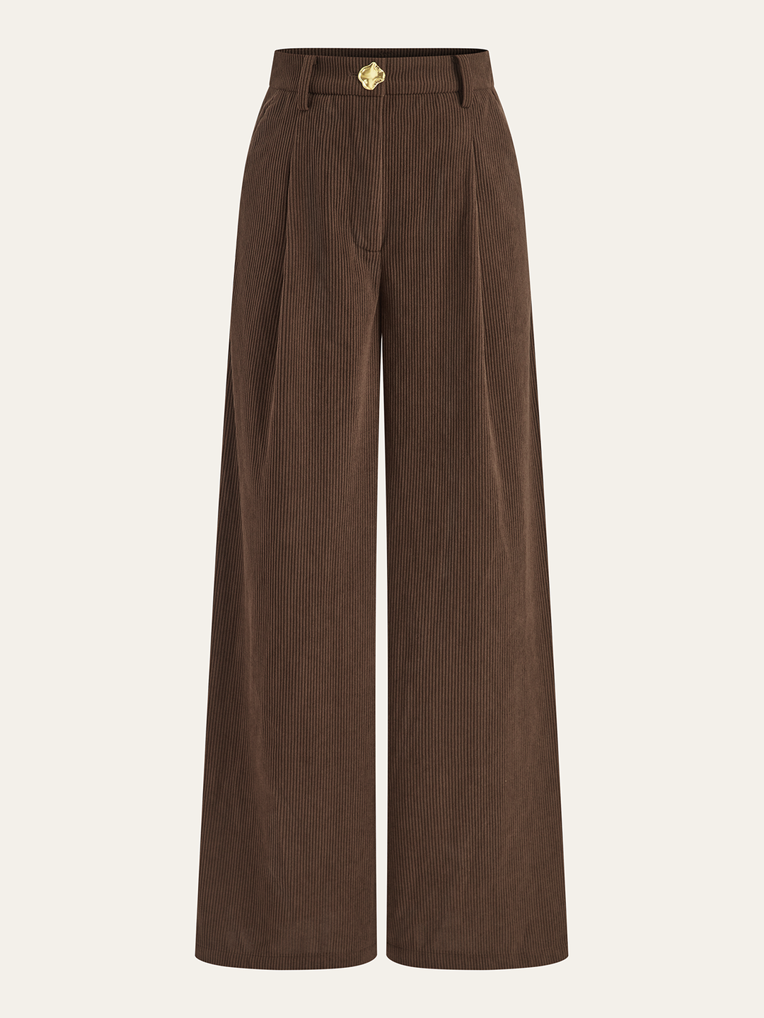 Corduroy Wide-Leg Pleated Pants — women's pants, front view