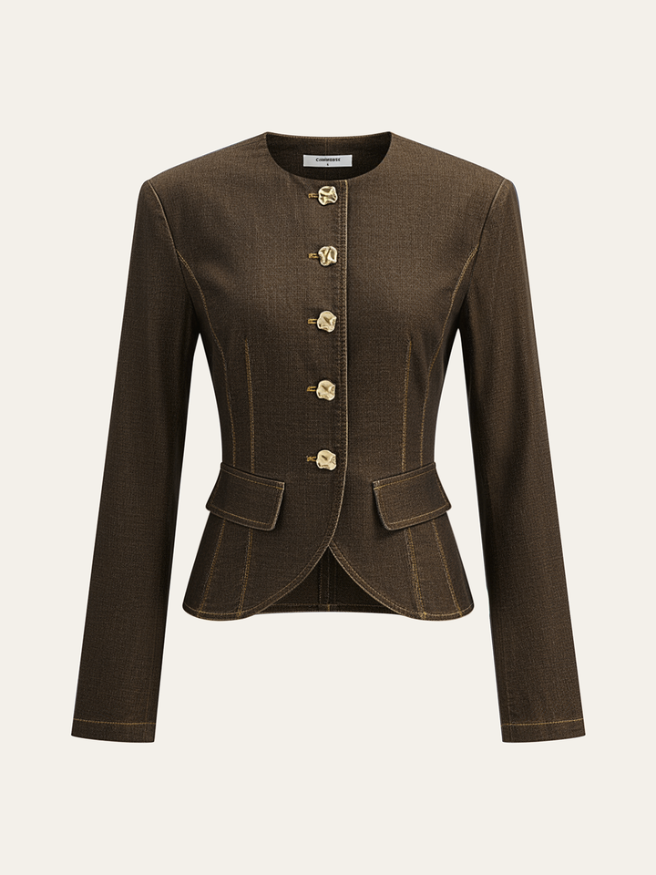 Metal Button Fitted Tailored Jacket