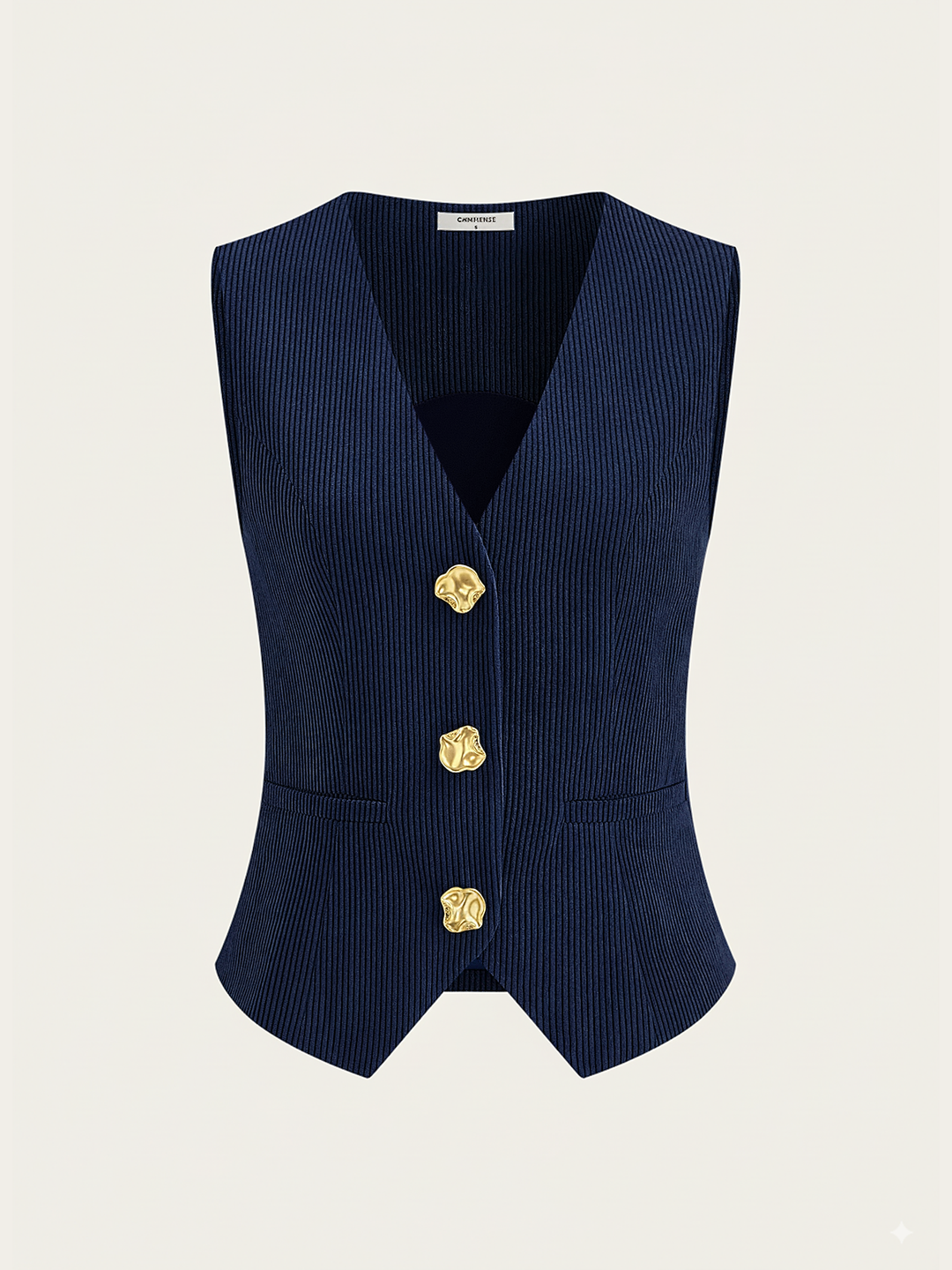 Corduroy V-neck Buttoned Vest