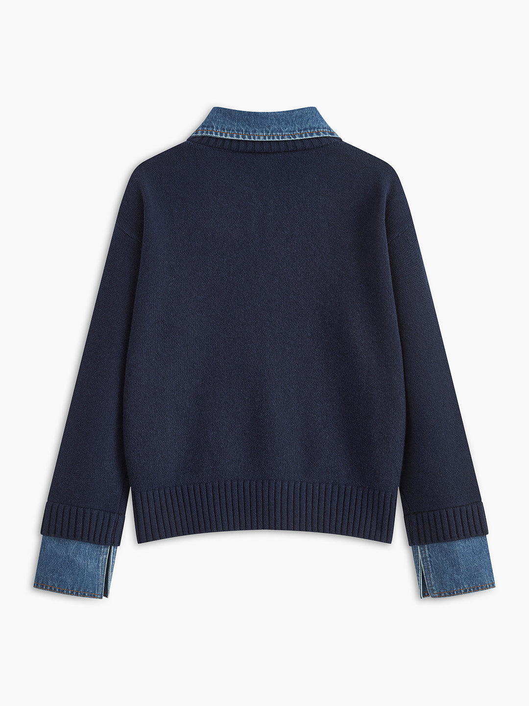 2 in 1 Panel Lapel Relaxed Sweater - women's sweater, side view