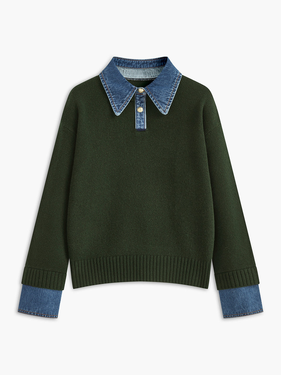 2 in 1 Panel Lapel Relaxed Sweater