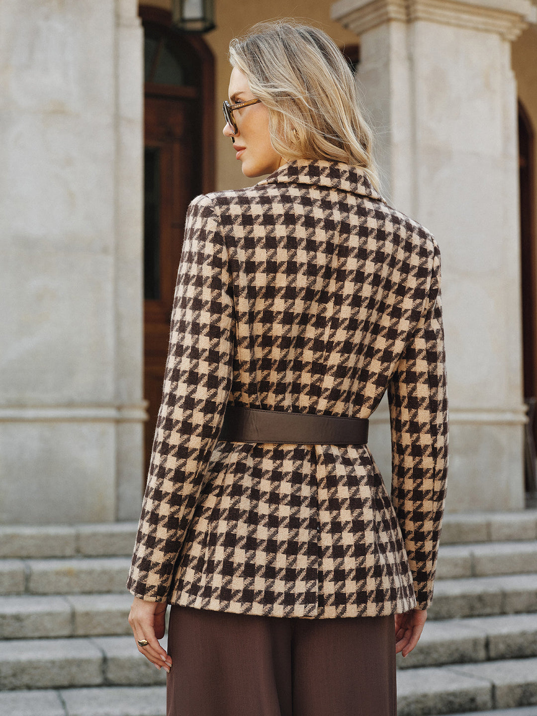 Houndstooth Belted Blazer