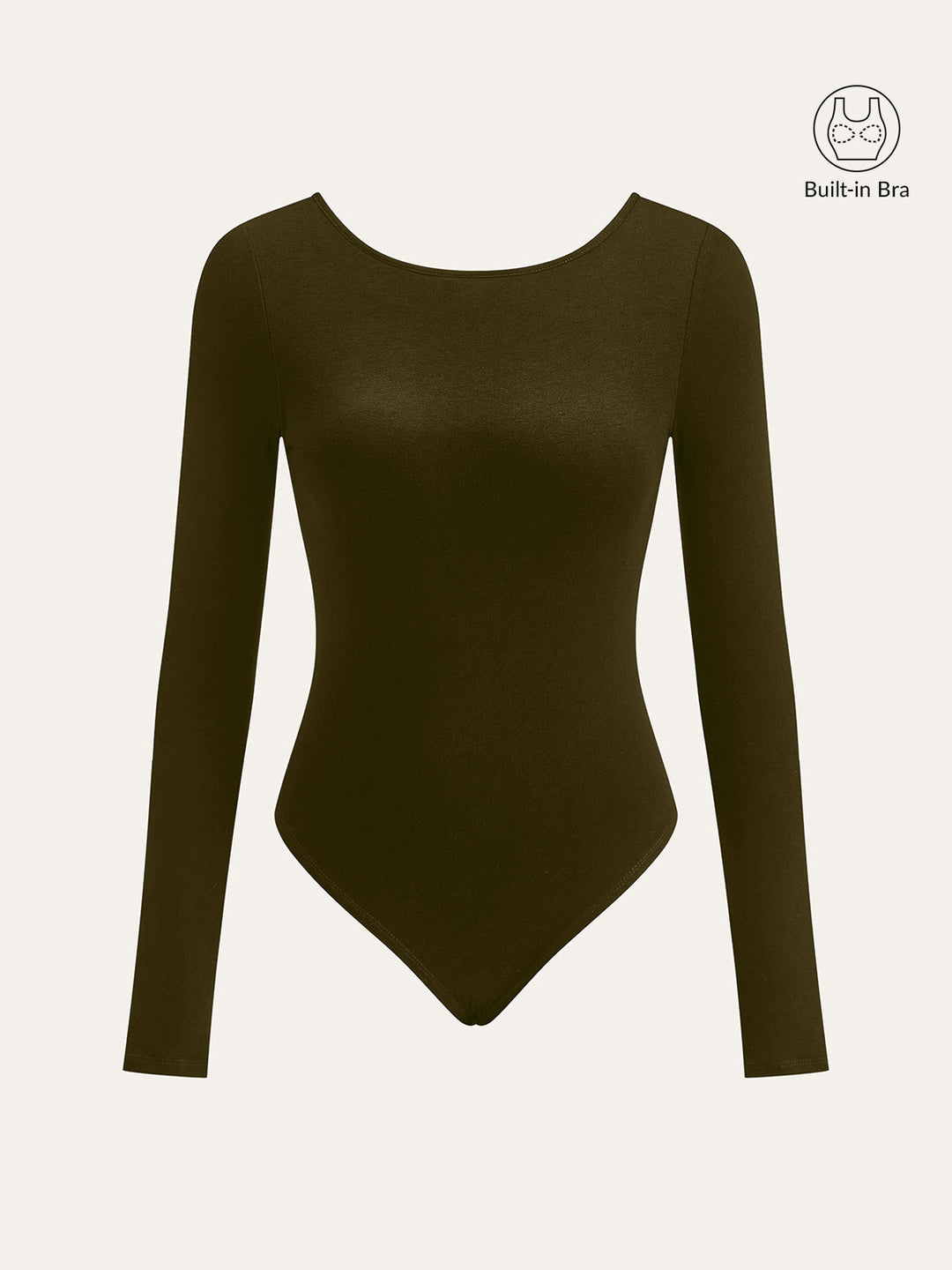 Bra-Free Long Sleeve Backless Bodysuit - women's bodysuit, model wearing it, three-quarter view