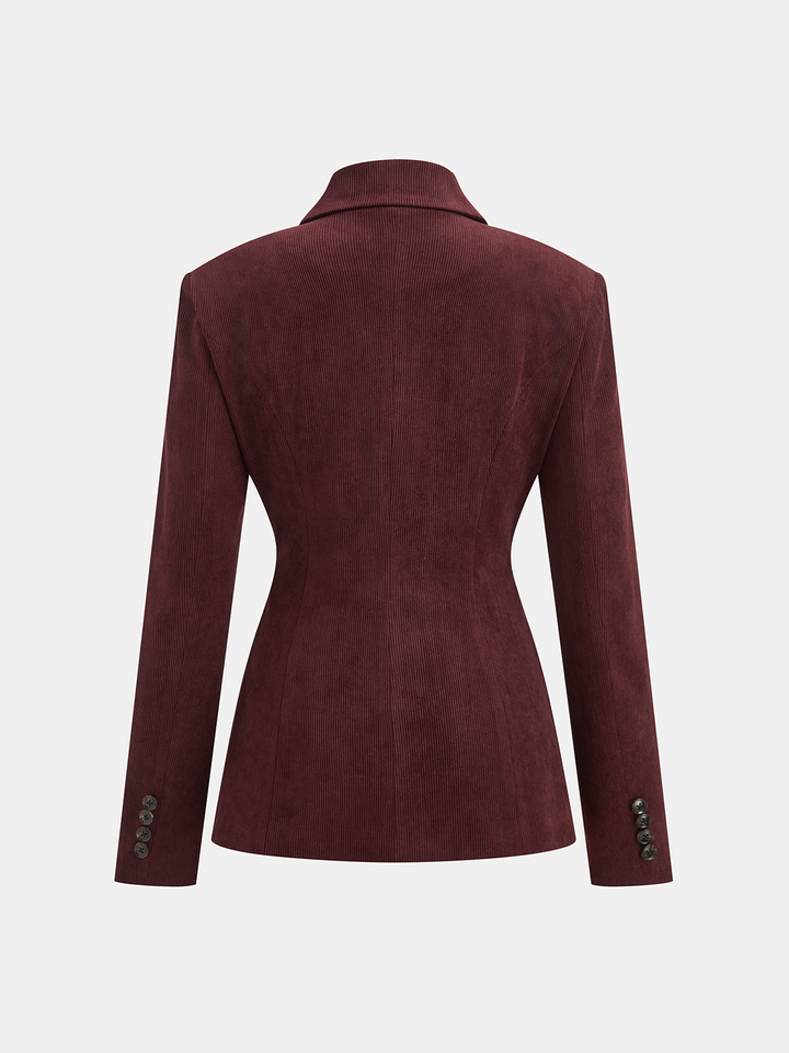 Collared Asymmetric Corduroy Blazer