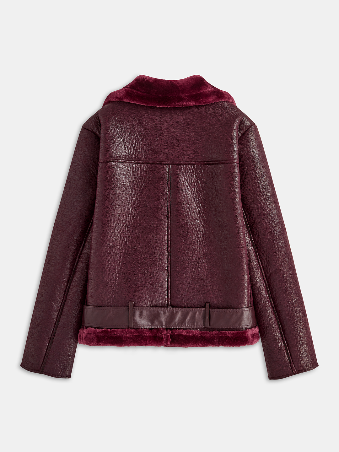 Zipper Belted Soft Fleece Jacket - women's fleece jacket, neckline detail