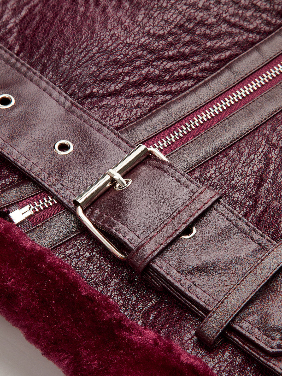 Zipper Belted Soft Fleece Jacket - women's fleece jacket, styled with heels