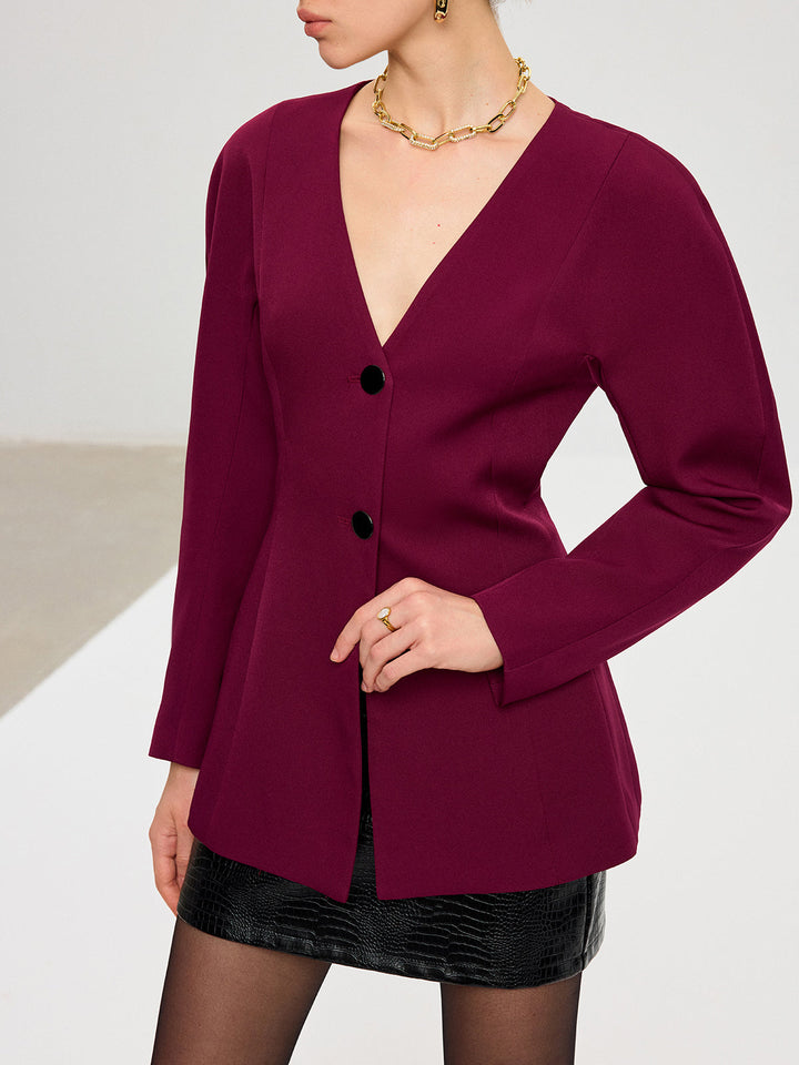 Puff Sleeve V-Neck Blazer