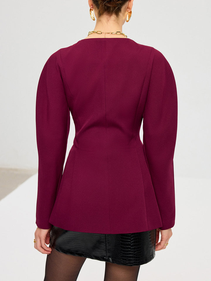 Puff Sleeve V-Neck Blazer