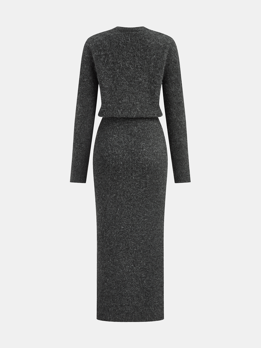 Wool-Blend Fuzzy Midi Dress — women's sweater dresses, back view