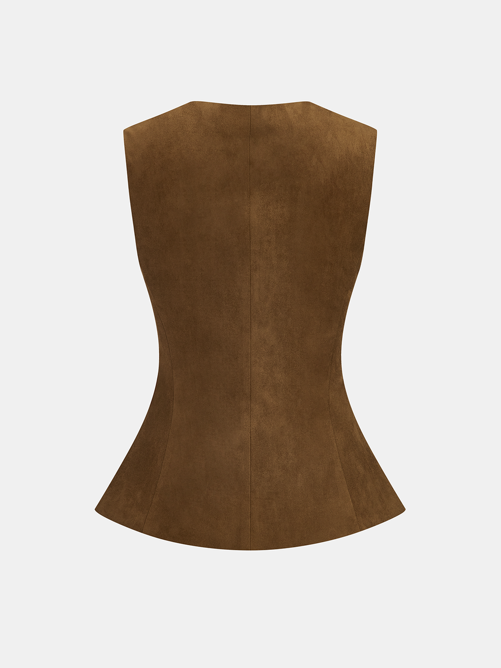 Metal Button Suede Effect Vest — women's vests, back view