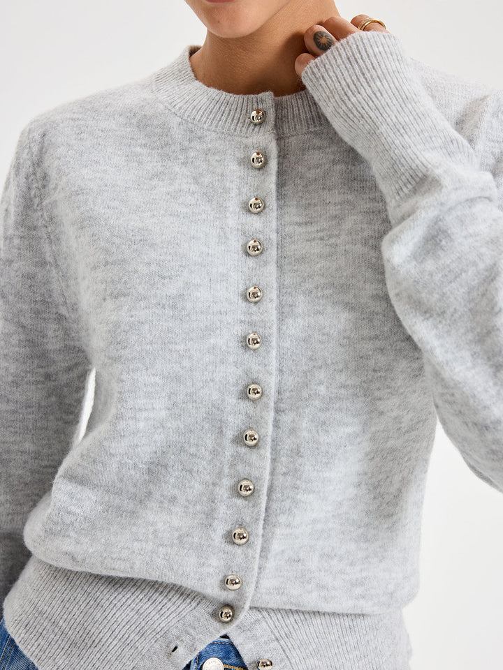 Buttoned Crew Neck Cardigan
