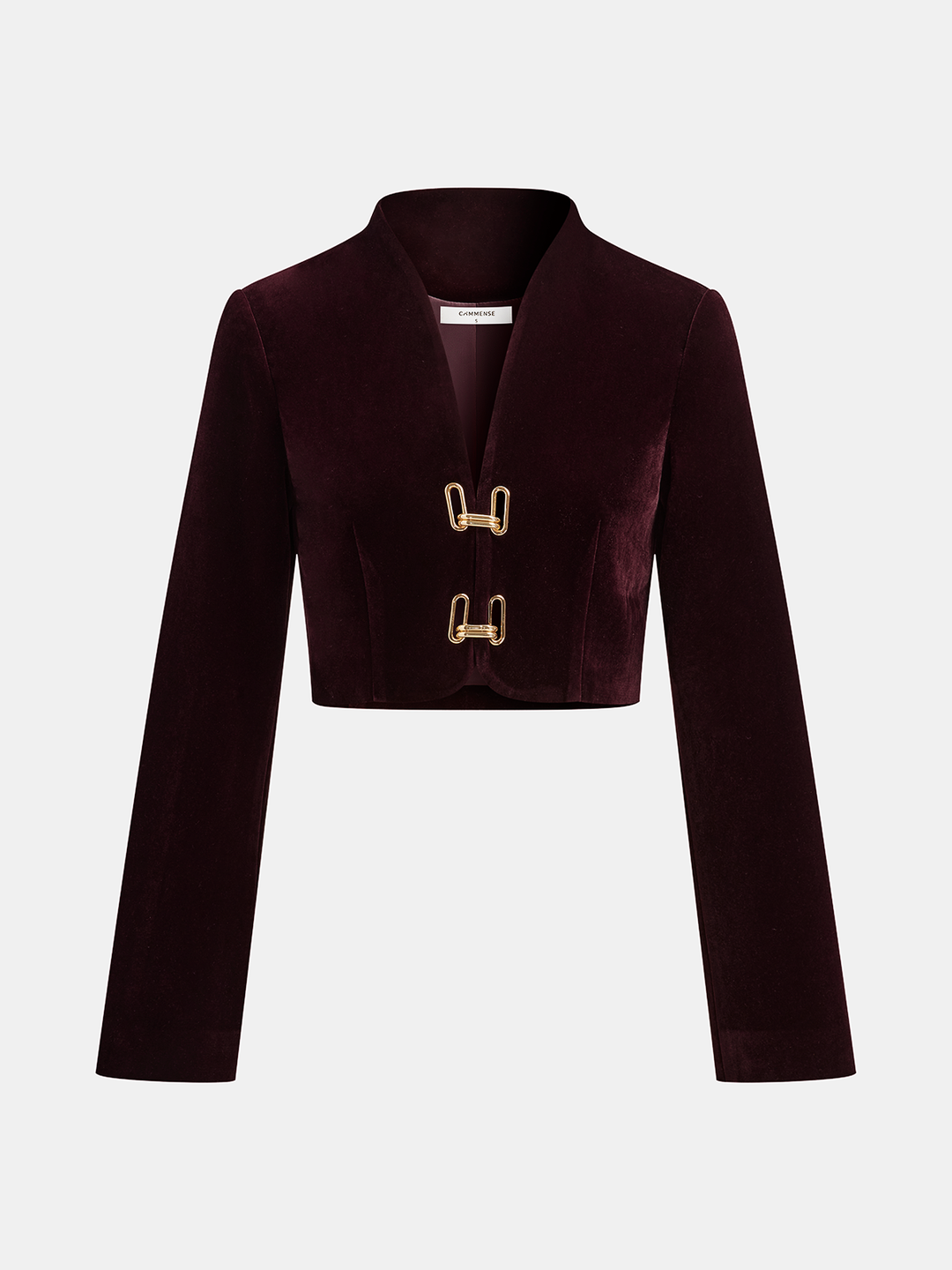 Metal Buckle Corduroy Stand Collar Jacket