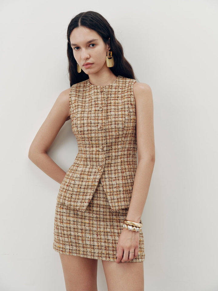 Tweed Sleeveless Vest