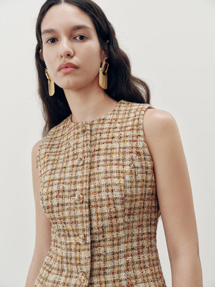 Tweed Sleeveless Vest