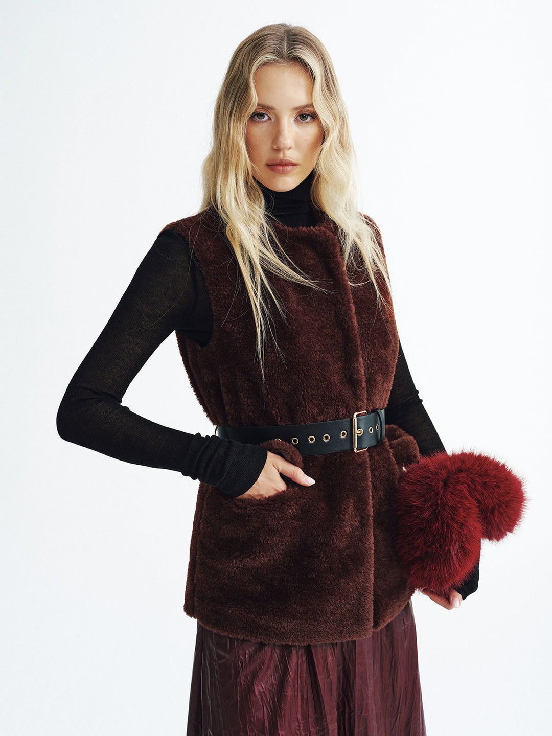 Faux Fur Belted Vest