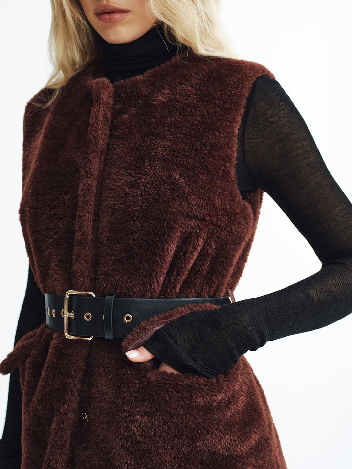 Faux Fur Belted Vest