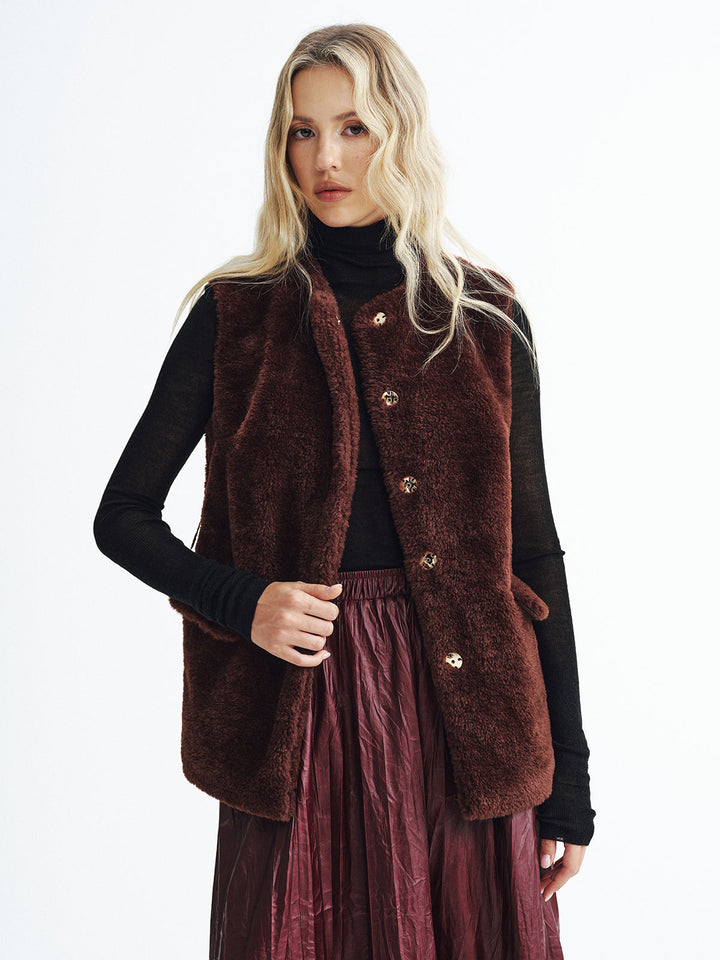 Faux Fur Belted Vest