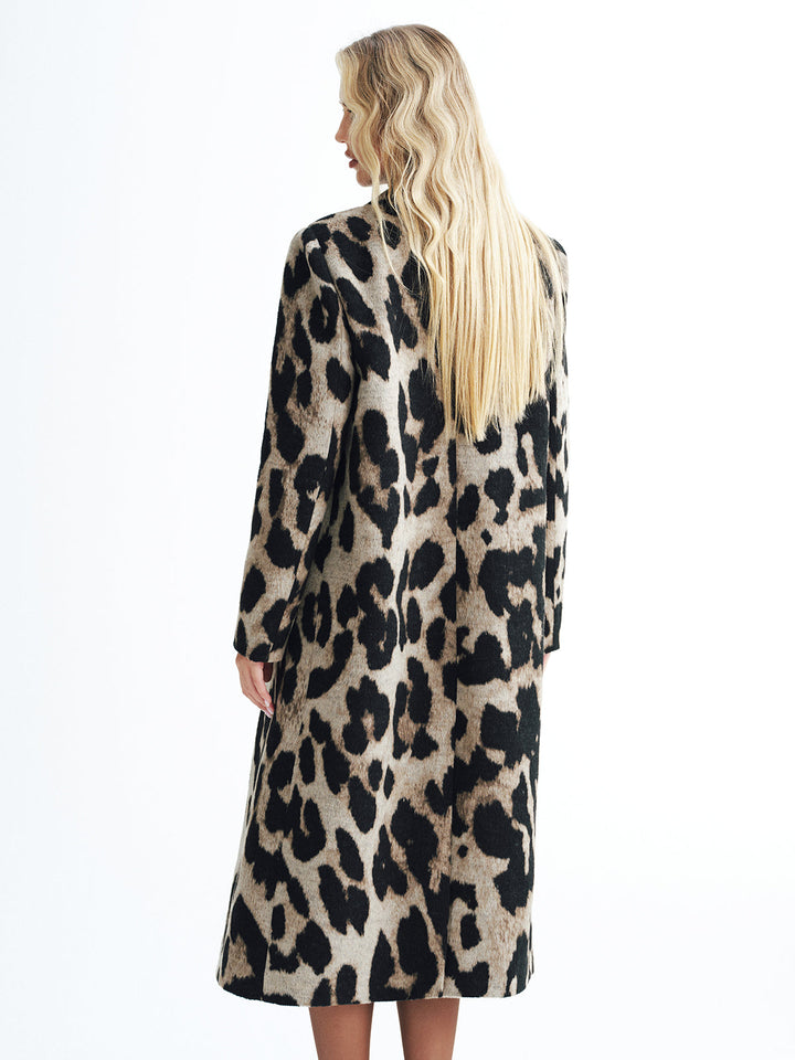 Upgraded | Leopard Print Wool-Blend Double-Breasted Coat