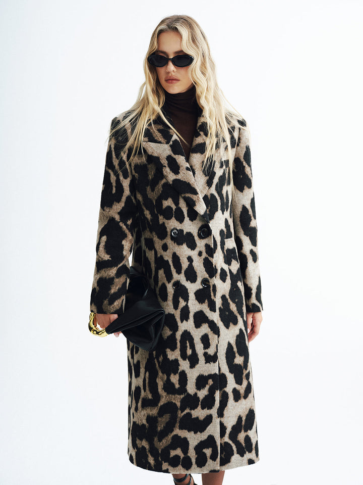 Upgraded | Leopard Print Wool-Blend Double-Breasted Coat
