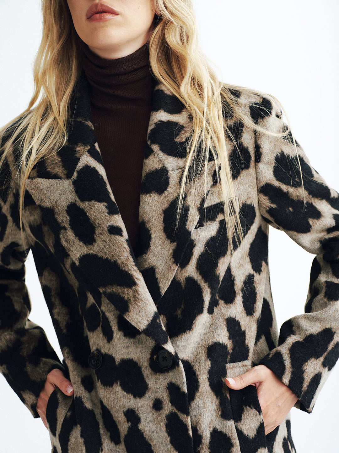 Upgraded | Leopard Print Wool-Blend Double-Breasted Coat