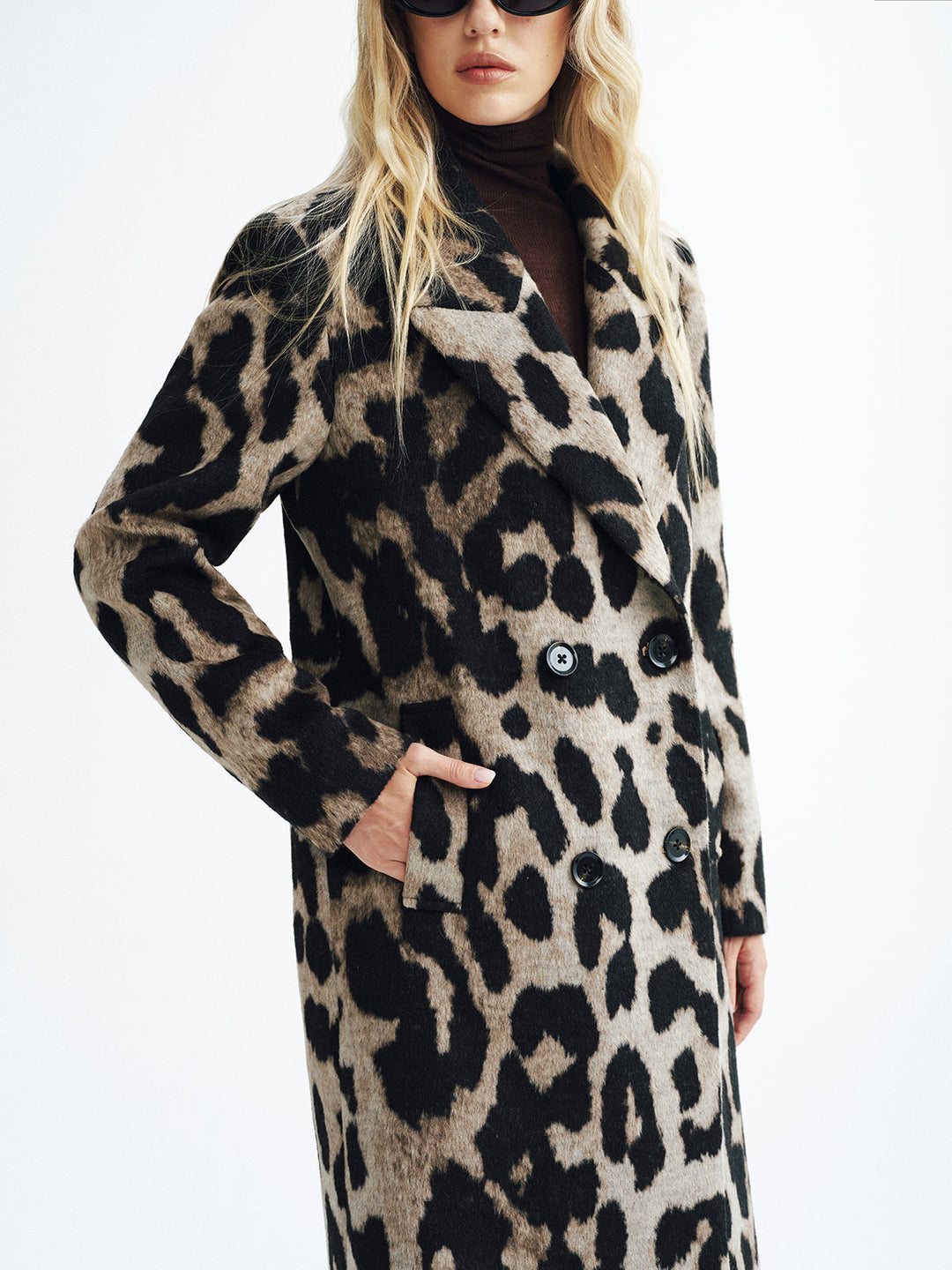 Upgraded | Leopard Print Wool-Blend Double-Breasted Coat