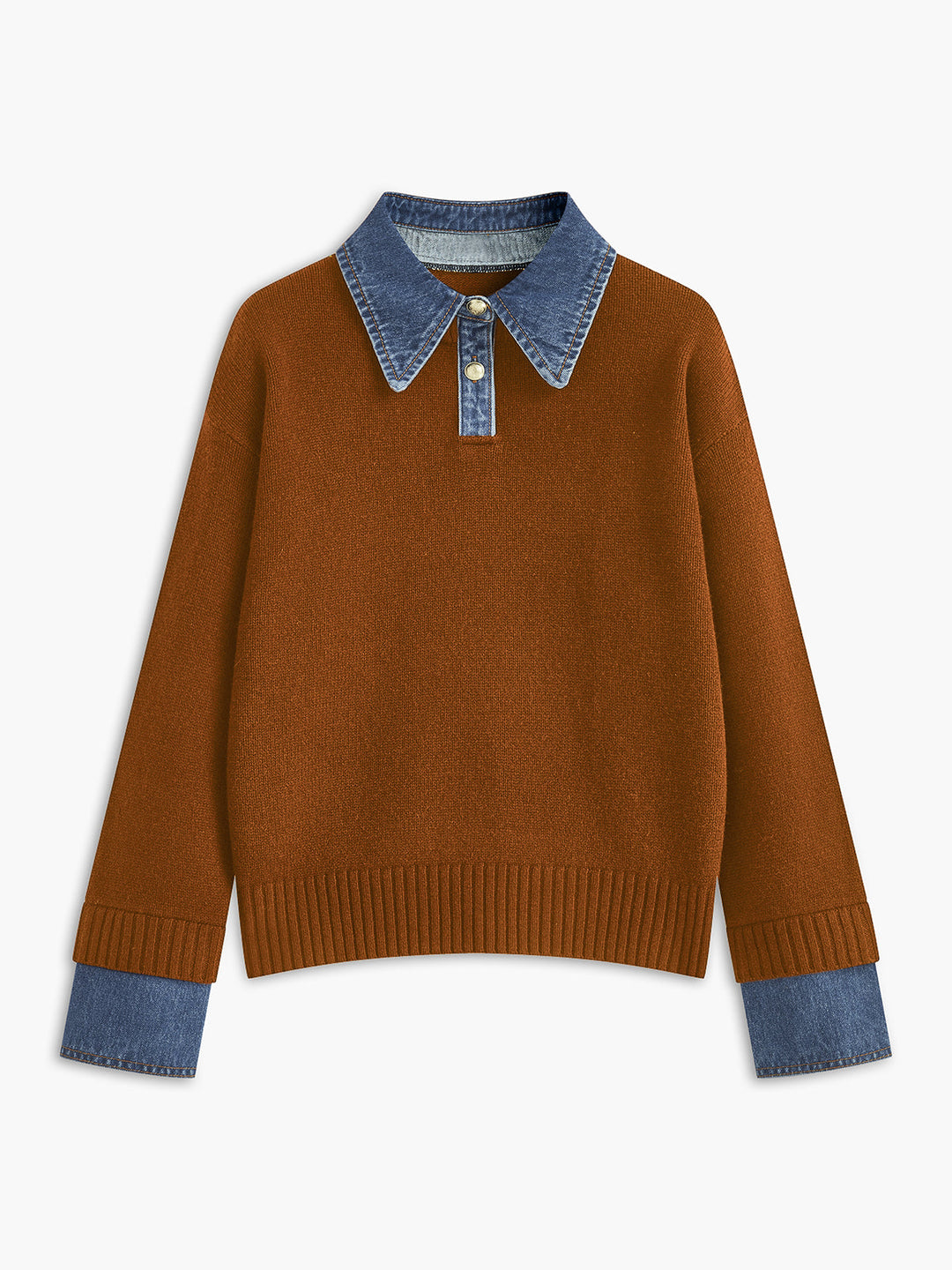 2 in 1 Panel Lapel Relaxed Sweater