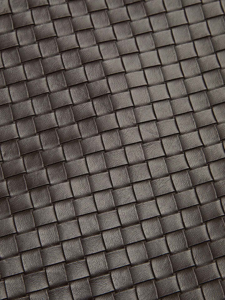 Woven-Texture Faux Leather Blazer