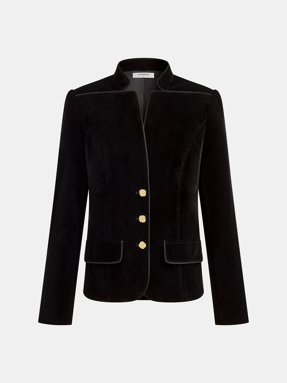 Velvet Stand Collar Blazer — women's blazers, back view