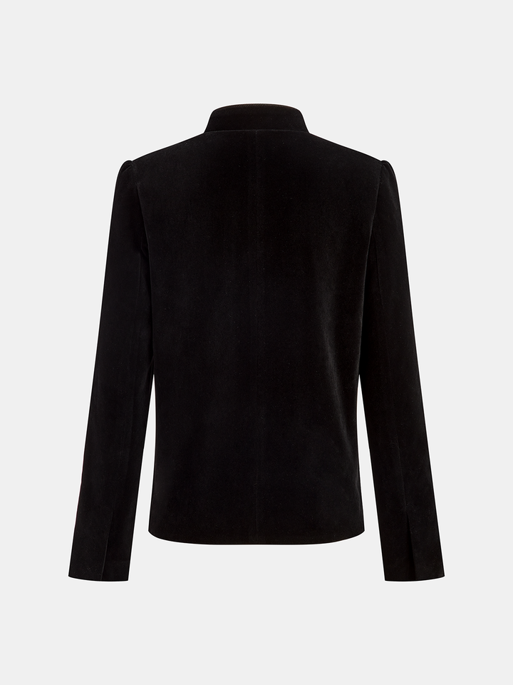 Velvet Stand Collar Blazer