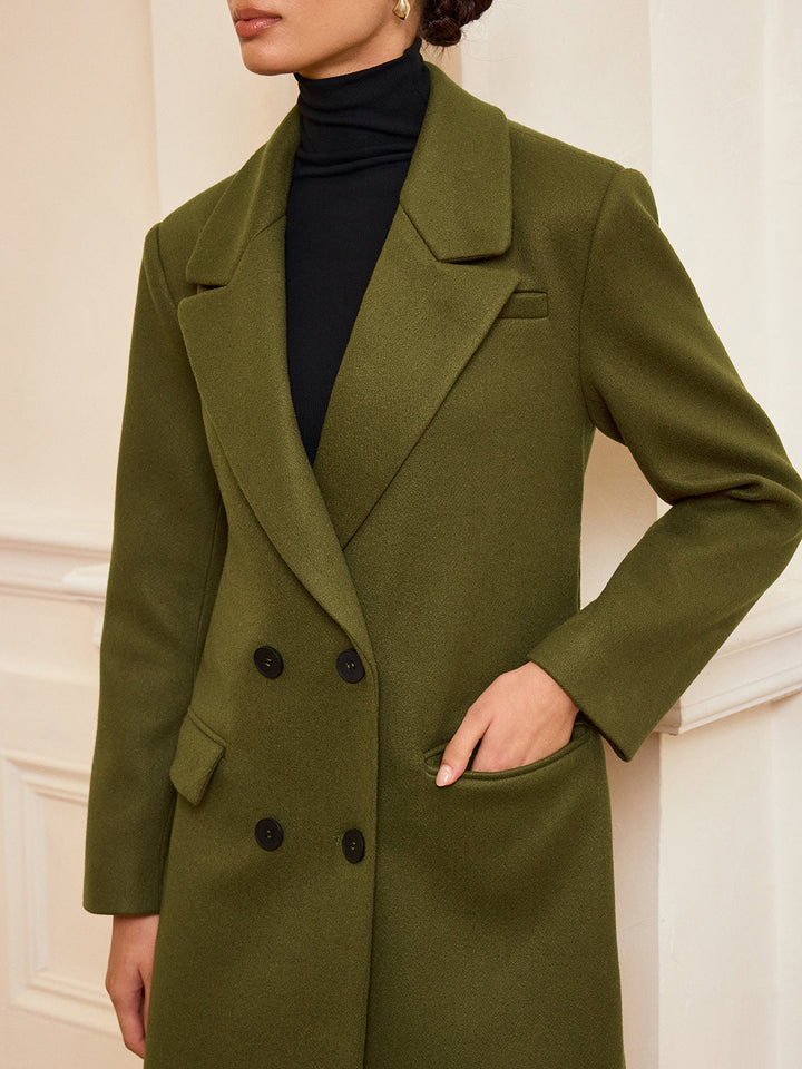 Double-Breasted Belted Long Coat