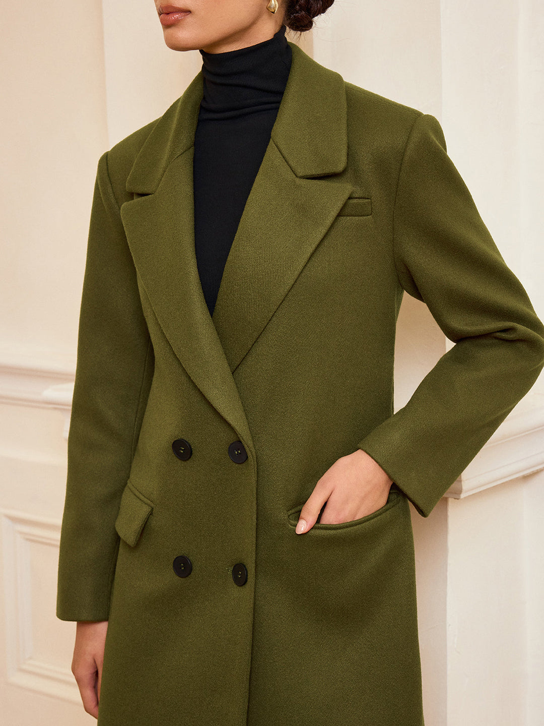 Double-Breasted Belted Long Coat