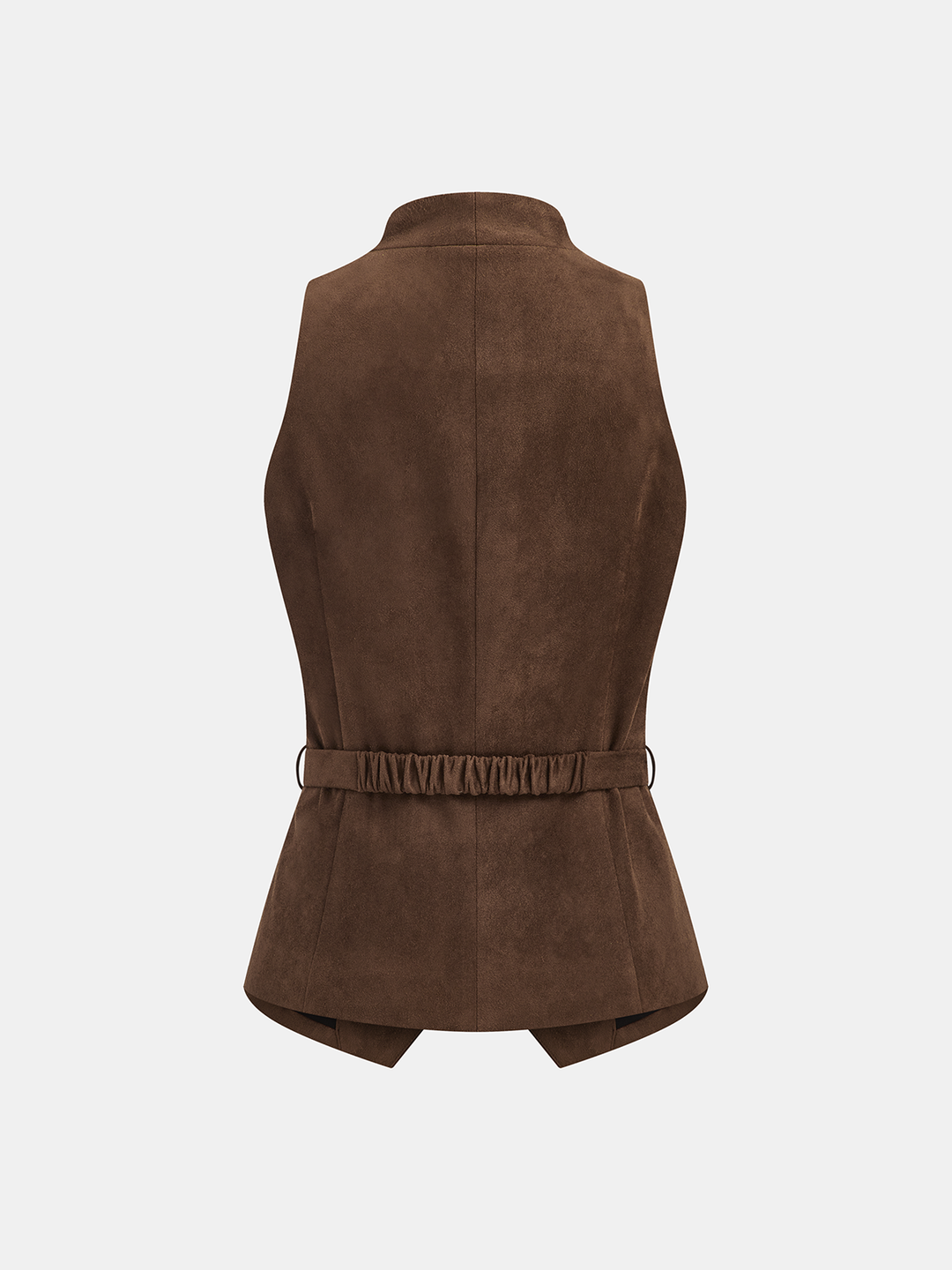 Belted Suede Effect Button-Front Vest