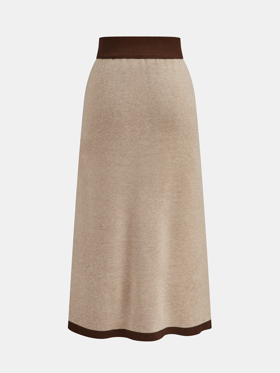 Contrast Trim Knit Top and Midi Skirt Set - women's two-piece skirt set, bottom detail