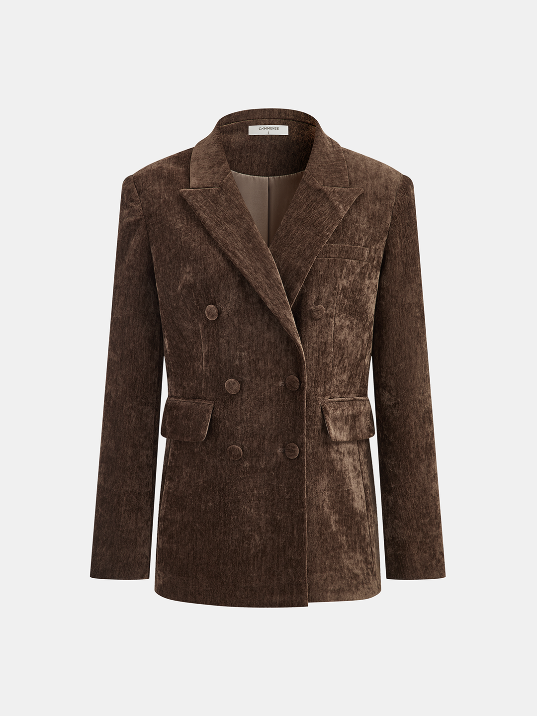 Double Breasted Velvet Blazer — women's blazers, front view