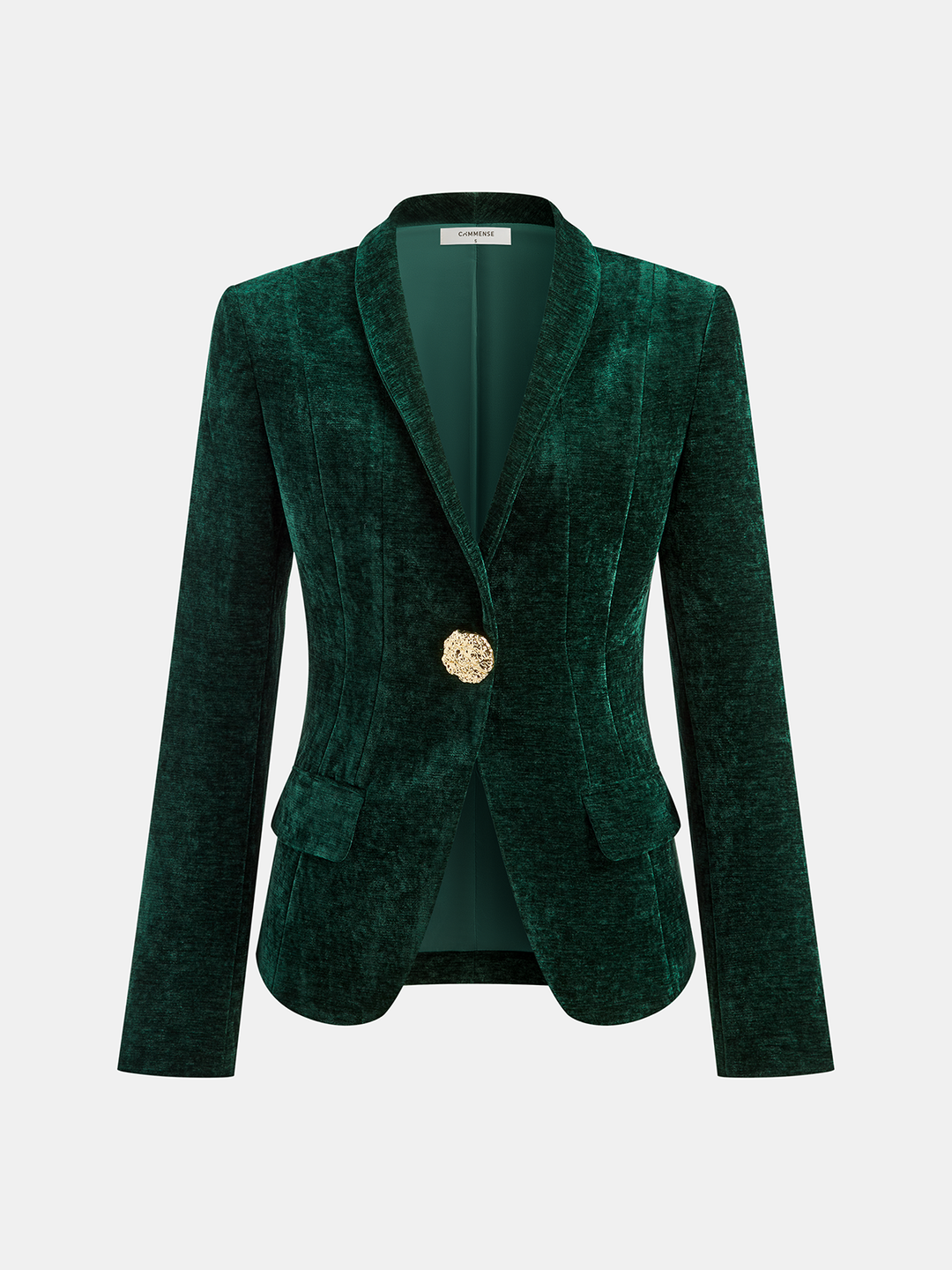 Metal Button Velvet Blazer — women's blazers, front view