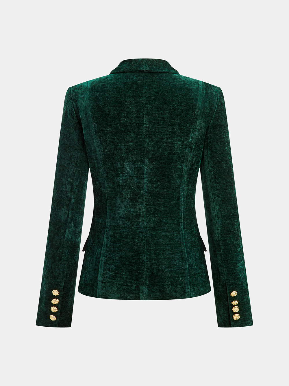 Metal Button Velvet Blazer — women's blazers, back view