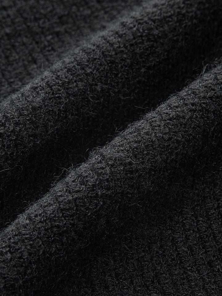Mock Neck Tie Neck Contrast Stitch Sweater