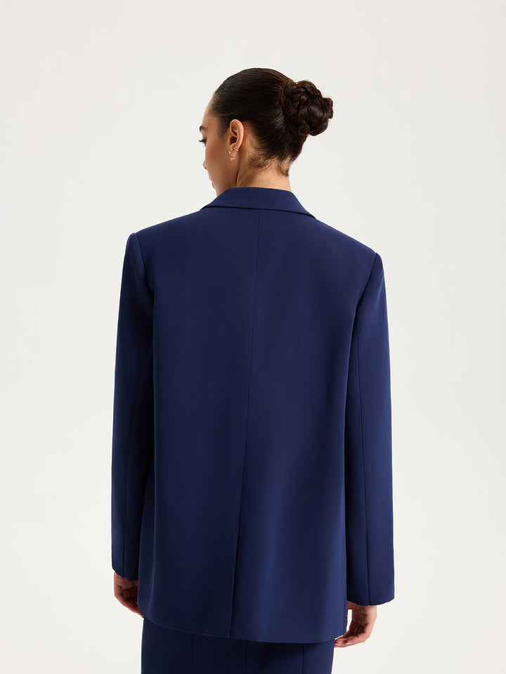 Metal Double-Breasted Oversized Blazer