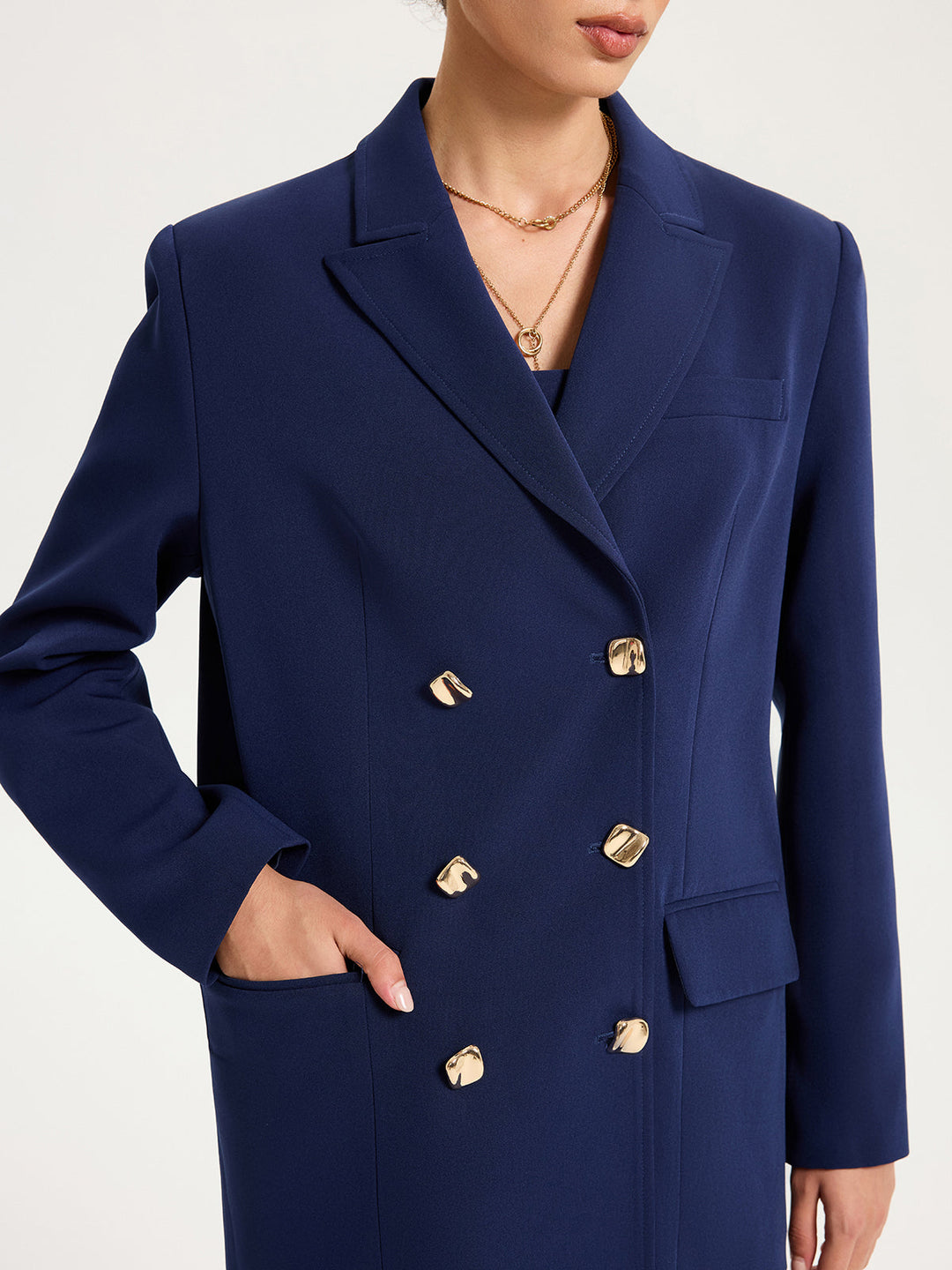 Metal Double-Breasted Oversized Blazer