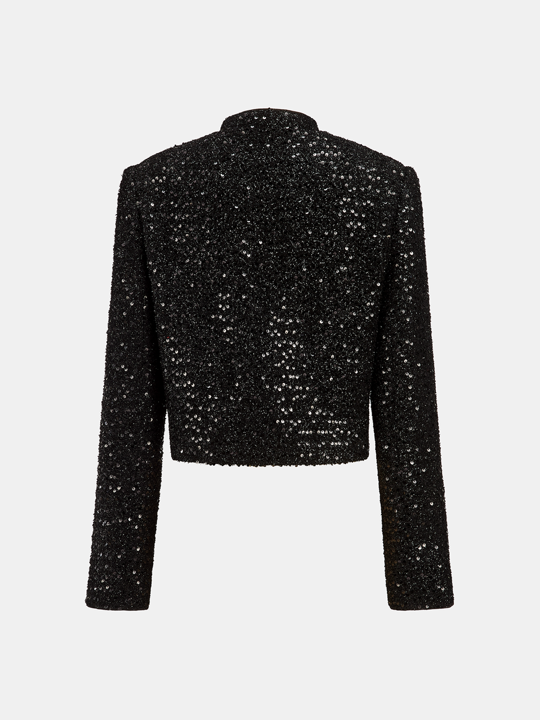 Bow Detail Sequined Tweed Cropped Jacket