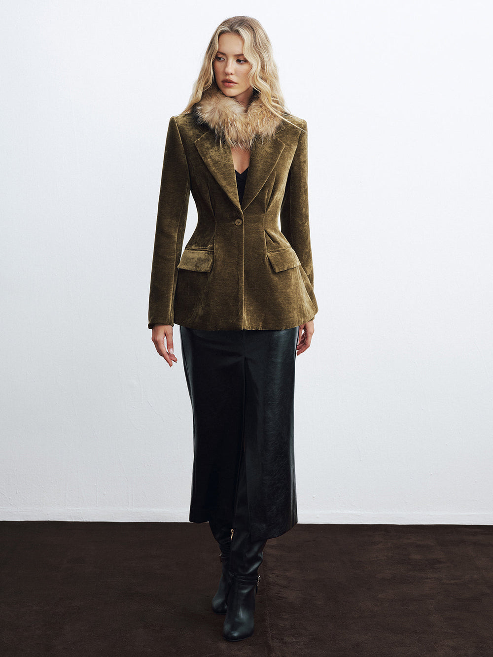Velvet Single Button Blazer — women's blazers, back view