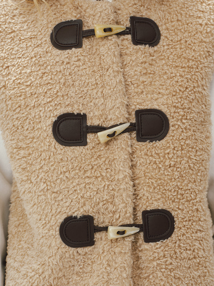 Faux Leather Buckle Fleece Sleeveless Vest