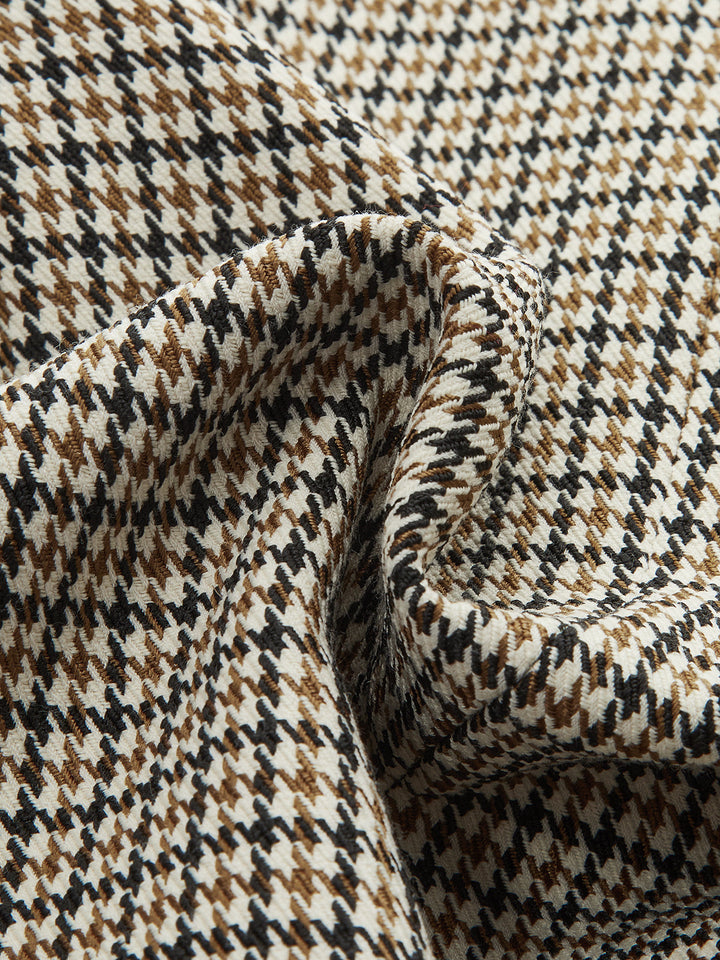 Houndstooth Puffed-Sleeve Blazer