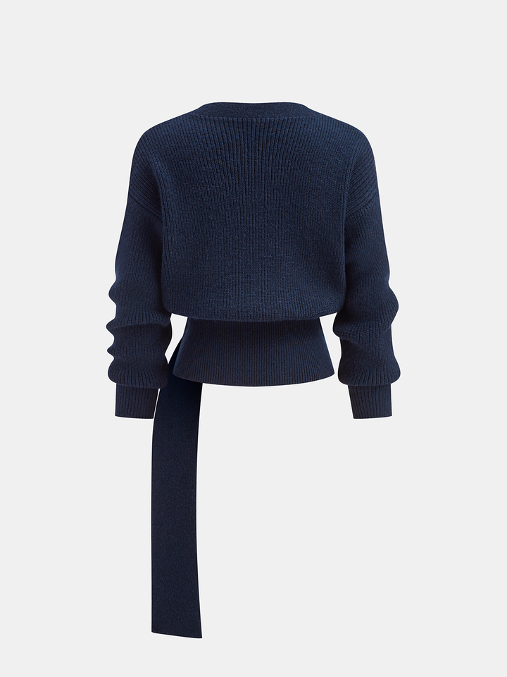 Metal Ring Knit Wrap Cardigan