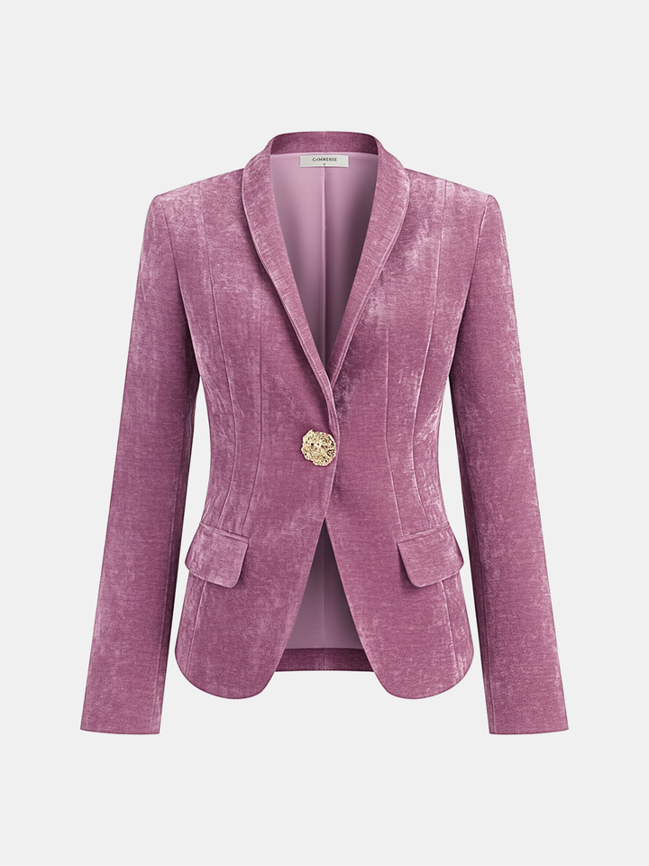 Metal Button Velvet Blazer