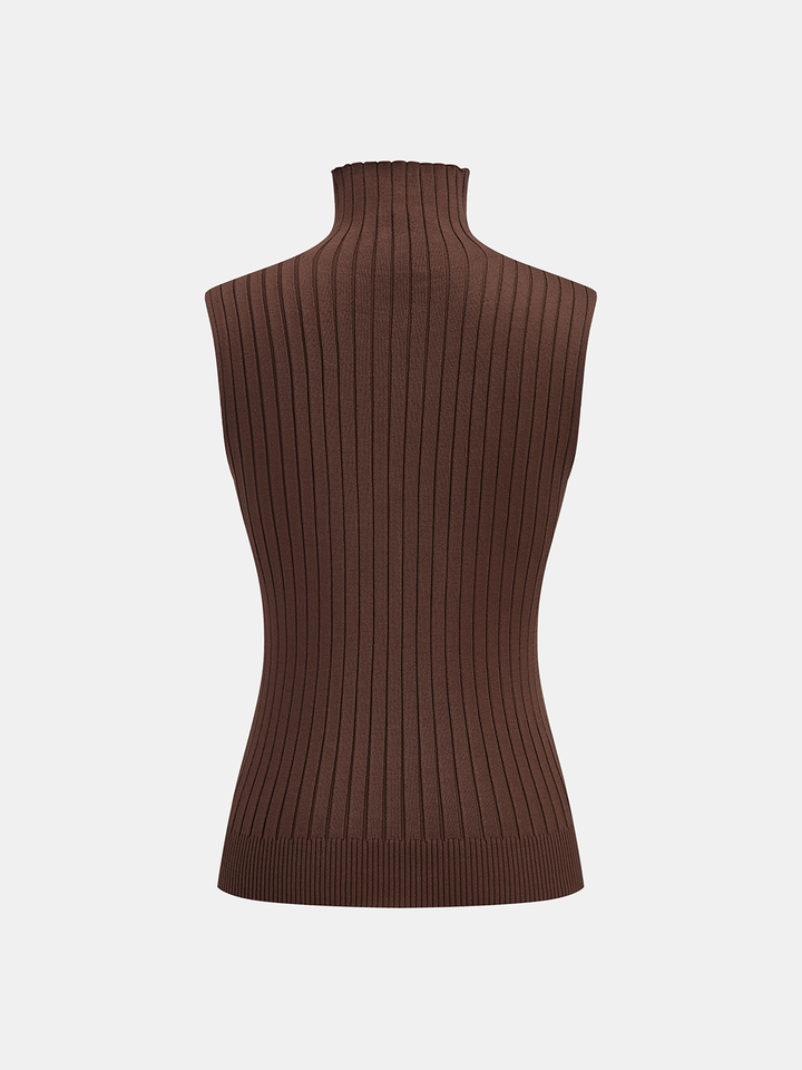 Three-Piece Knit Turtleneck Top Cardigan Pants Set - women's two-piece trouser set, full-length styled look
