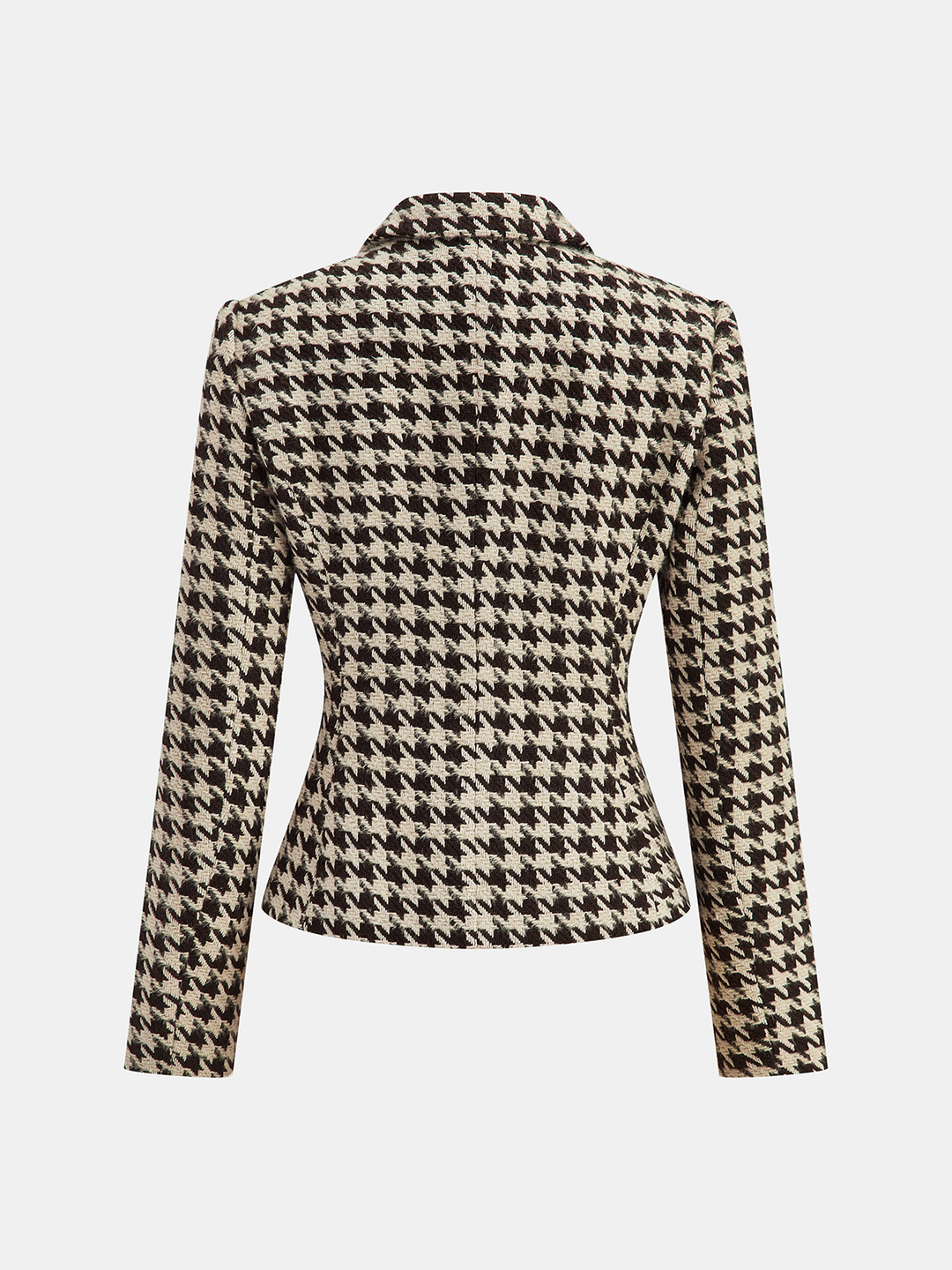 Metal Button Houndstooth Tweed Blazer