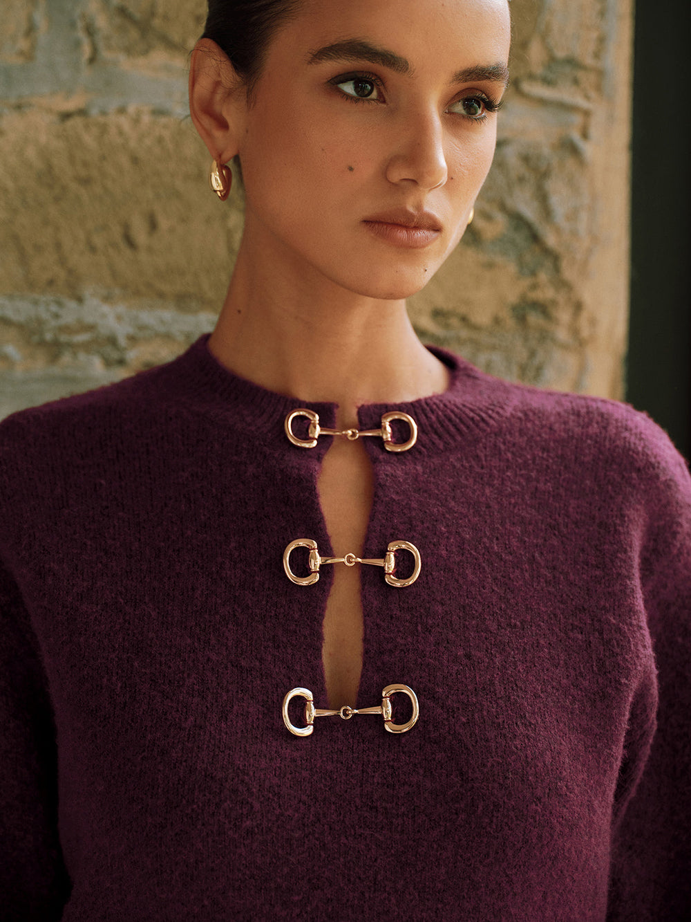 Horsebit Detail Long Sleeve Sweater — women's sweaters, back view
