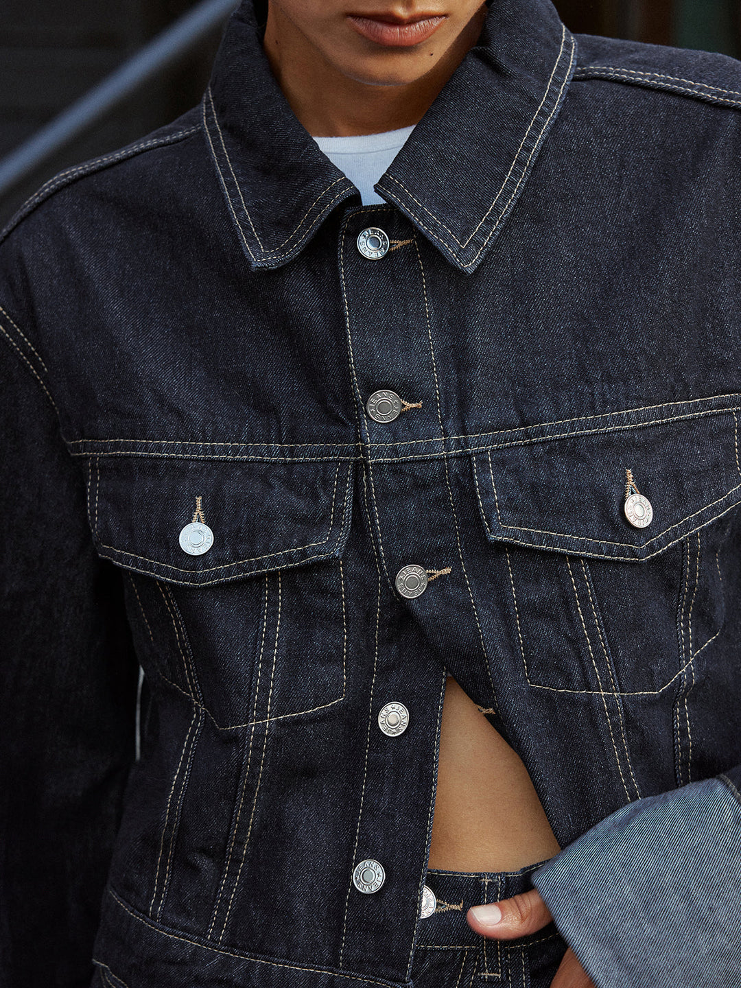 Cuffed Sleeve Denim Jacket