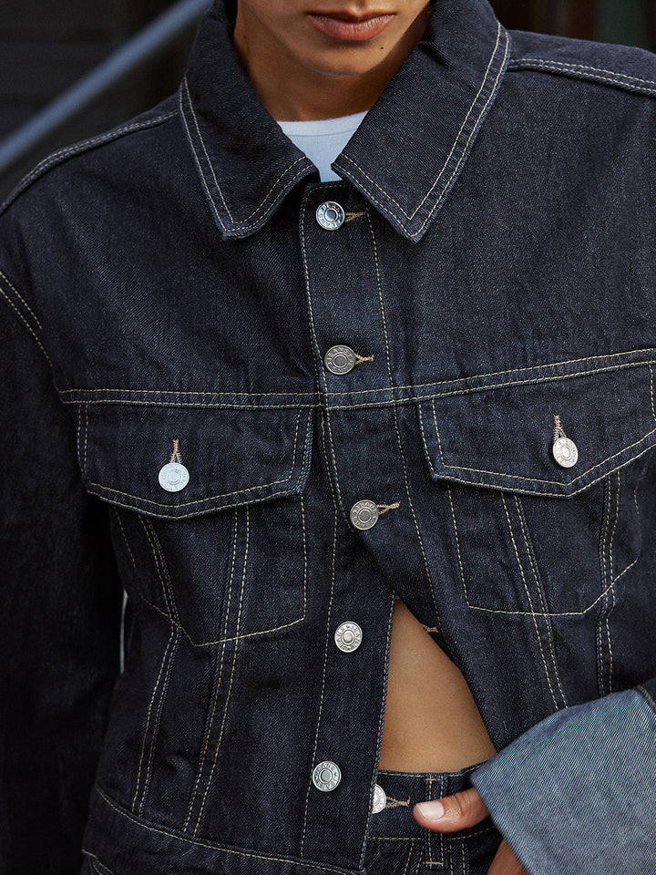 Cuffed Sleeve Denim Jacket